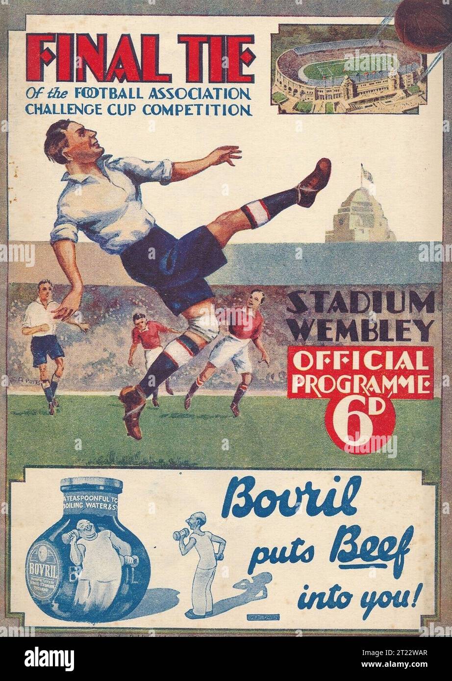 Programma finale di fa Cup 1932, Arsenal vs Newcastle United, Wembley Stadium. Newcastle vince la coppa 2-1 con il controverso gol "over the line" Foto Stock