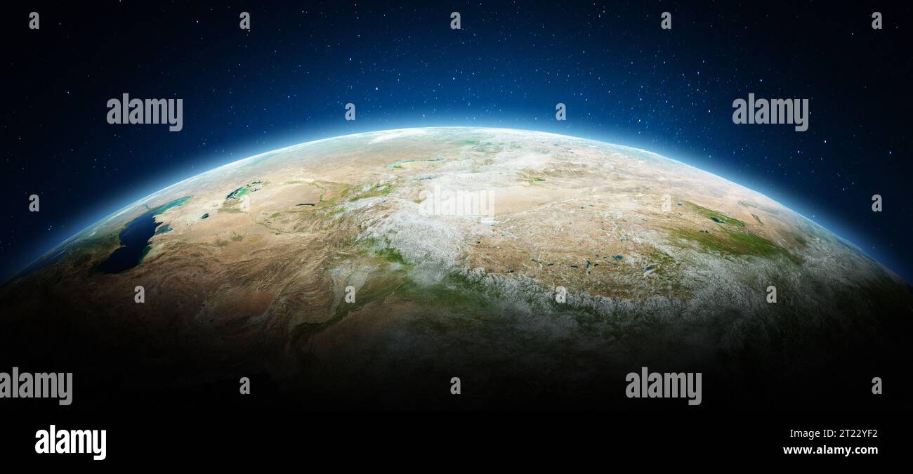 Asia orientale, Tibet - pianeta Terra. Elementi di questa immagine forniti dalla NASA. rendering 3d. Foto Stock