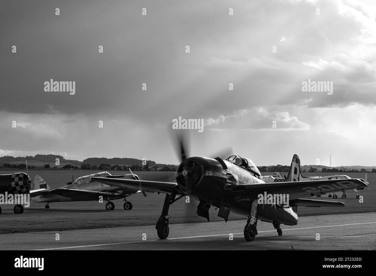 Grumman Bearcat al Duxford Air Show di fine anno. Foto Stock