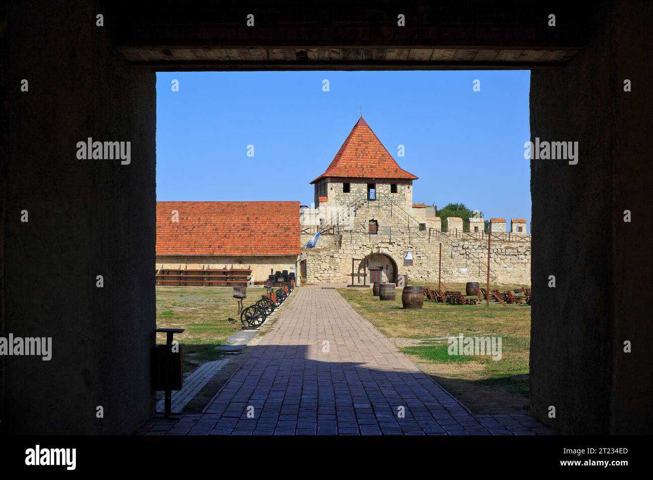 Il bailey (cortile interno) della fortezza Tighina del XV secolo a Bender (Transnistria), Moldavia Foto Stock