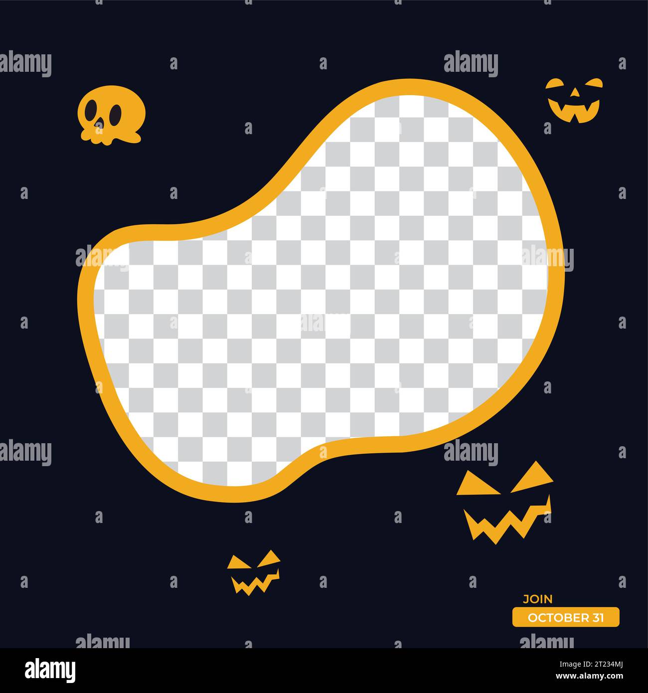 Halloween disegno del banner dei social media disegnato a mano offerta di sconto interessante sfondo illustrativo post Illustrazione Vettoriale