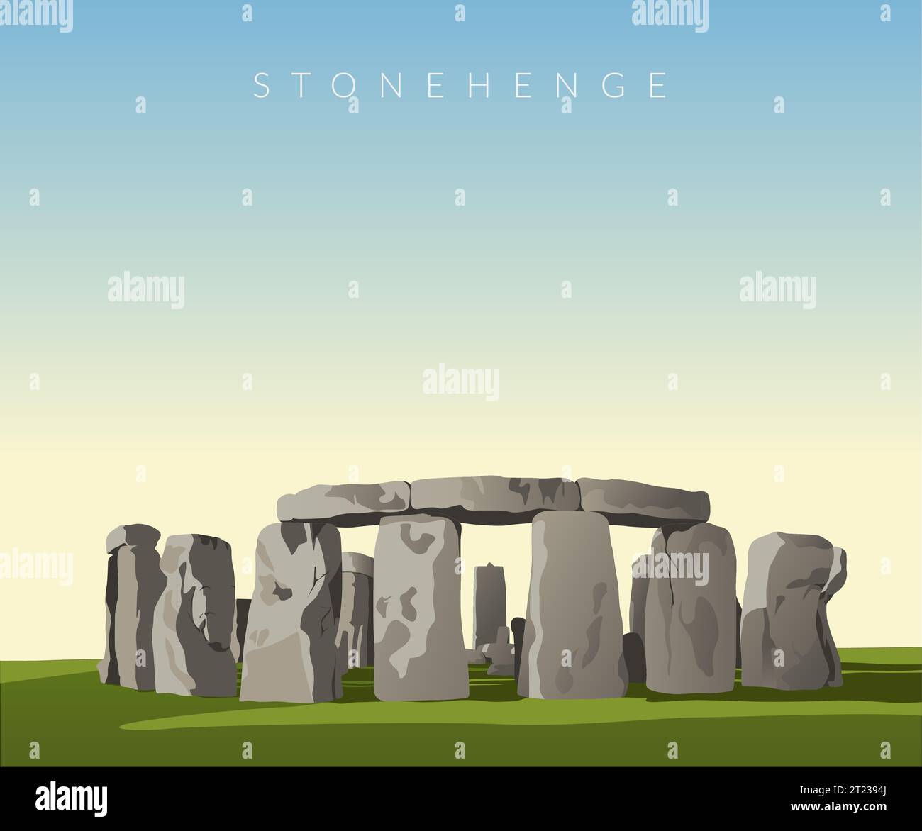 Stonehenge - Salisbury Plain, icona culturale del Regno Unito - Stock Illustration as EPS 10 file Illustrazione Vettoriale