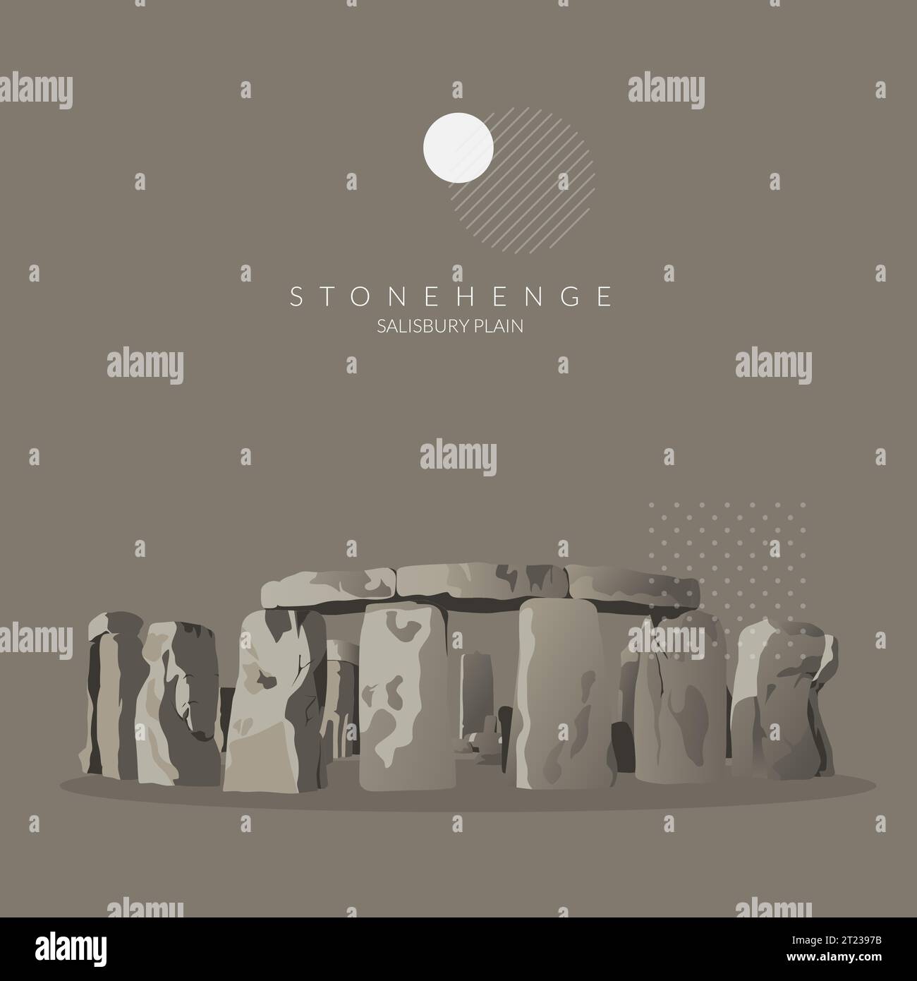 Stonehenge - Salisbury Plain, icona culturale del Regno Unito - Stock Illustration as EPS 10 file Illustrazione Vettoriale