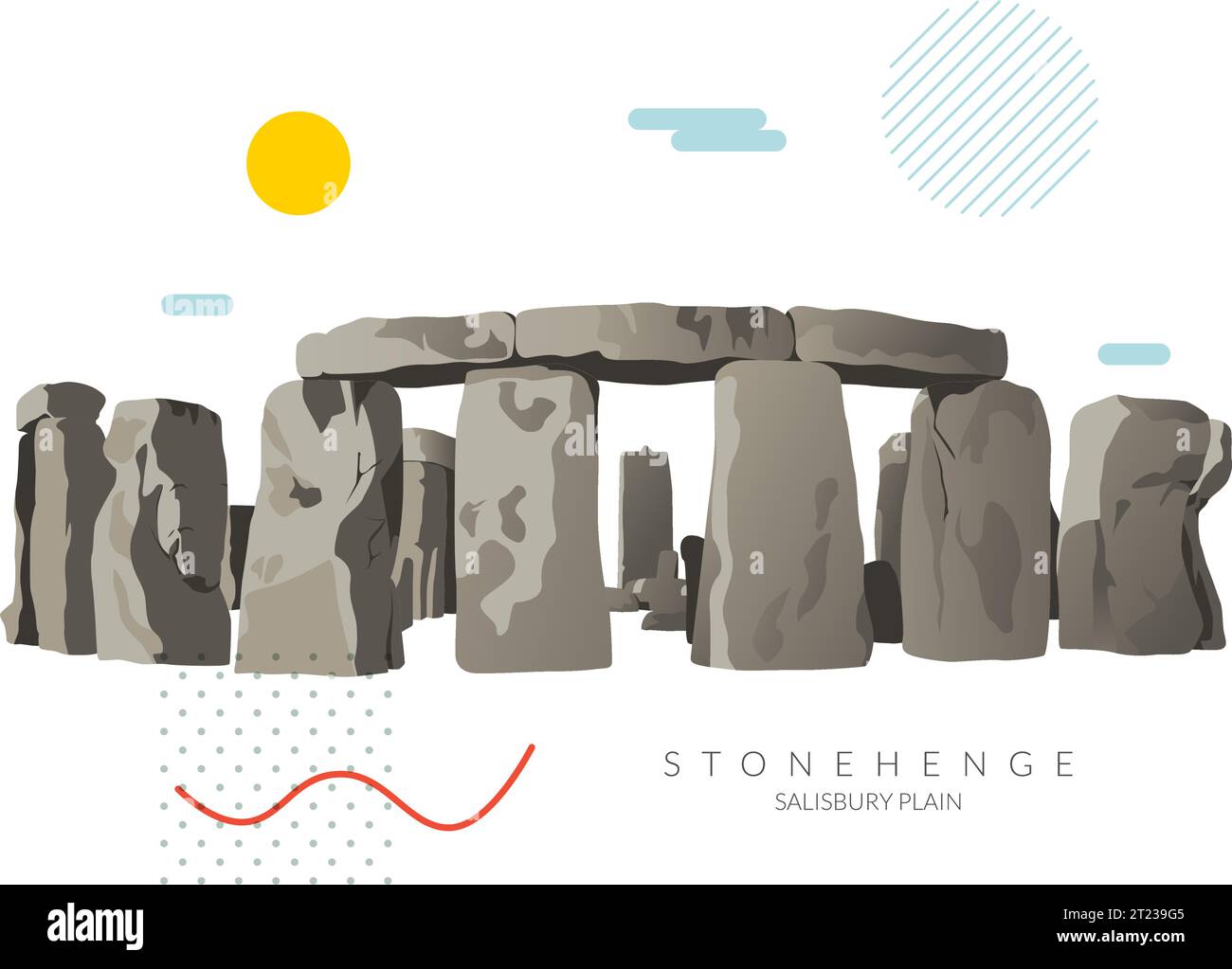 Stonehenge - Salisbury Plain, icona culturale del Regno Unito - Stock Illustration as EPS 10 file Illustrazione Vettoriale