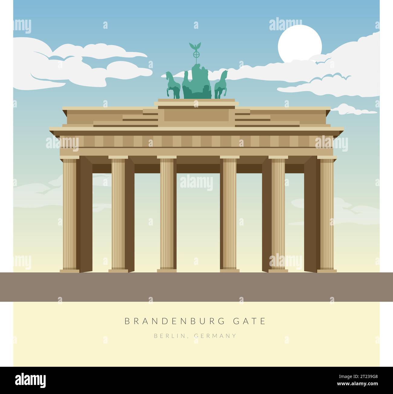 La porta di Brandeburgo - Pariser Platz , Berlino, Germania - Stock Illustration AS EPS 10 file Illustrazione Vettoriale