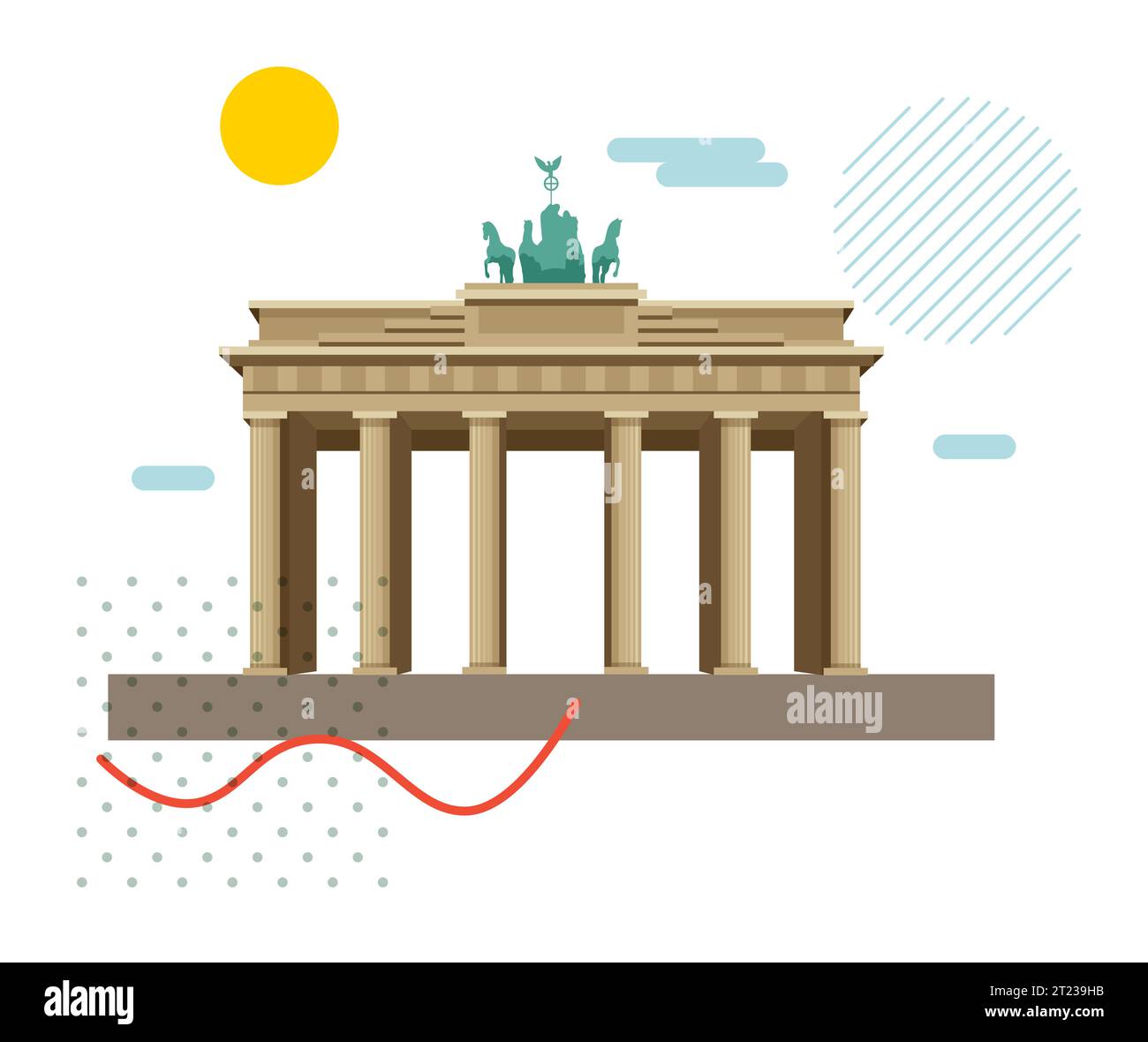 La porta di Brandeburgo - Pariser Platz , Berlino, Germania - Stock Illustration AS EPS 10 file Illustrazione Vettoriale