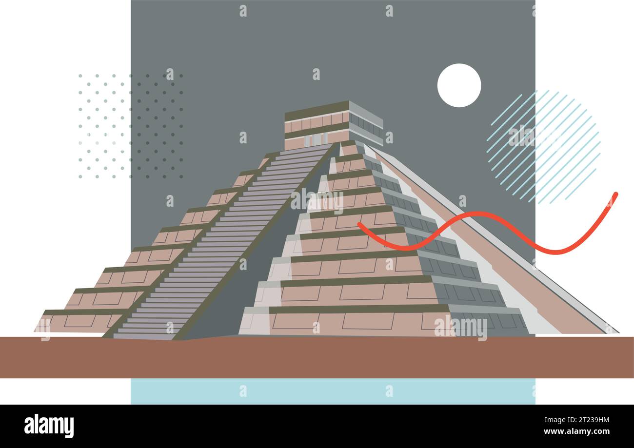 El Castillo - Chichen Itza - Un tempio della città Maya precolombiana - Stock Illustration as EPS 10 file Illustrazione Vettoriale
