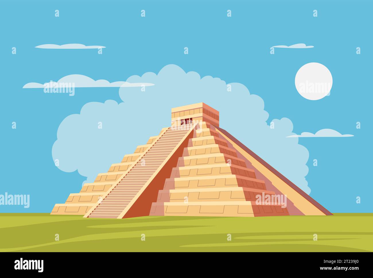El Castillo - Chichen Itza - Tempio della città Maya pre-colombiana - illustrazione delle scorte come file EPS 10 Illustrazione Vettoriale