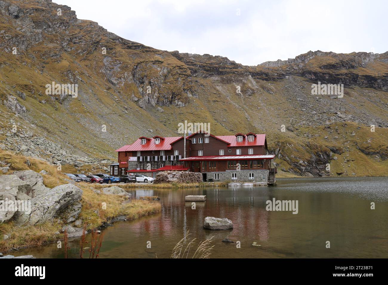 Cabana Bâlea Lac, Contea di Sibiu, Monti Făgărăş, Carpazi meridionali, Transilvania, Romania, Europa Foto Stock