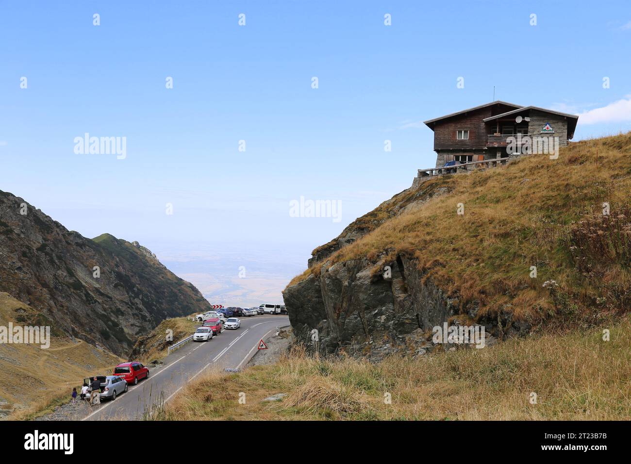 Punto più alto dell'autostrada Transfăgărăşan presso il lago Bâlea, la contea di Sibiu, i monti Făgărăş, i Carpazi meridionali, la Transilvania, Romania, Europa Foto Stock