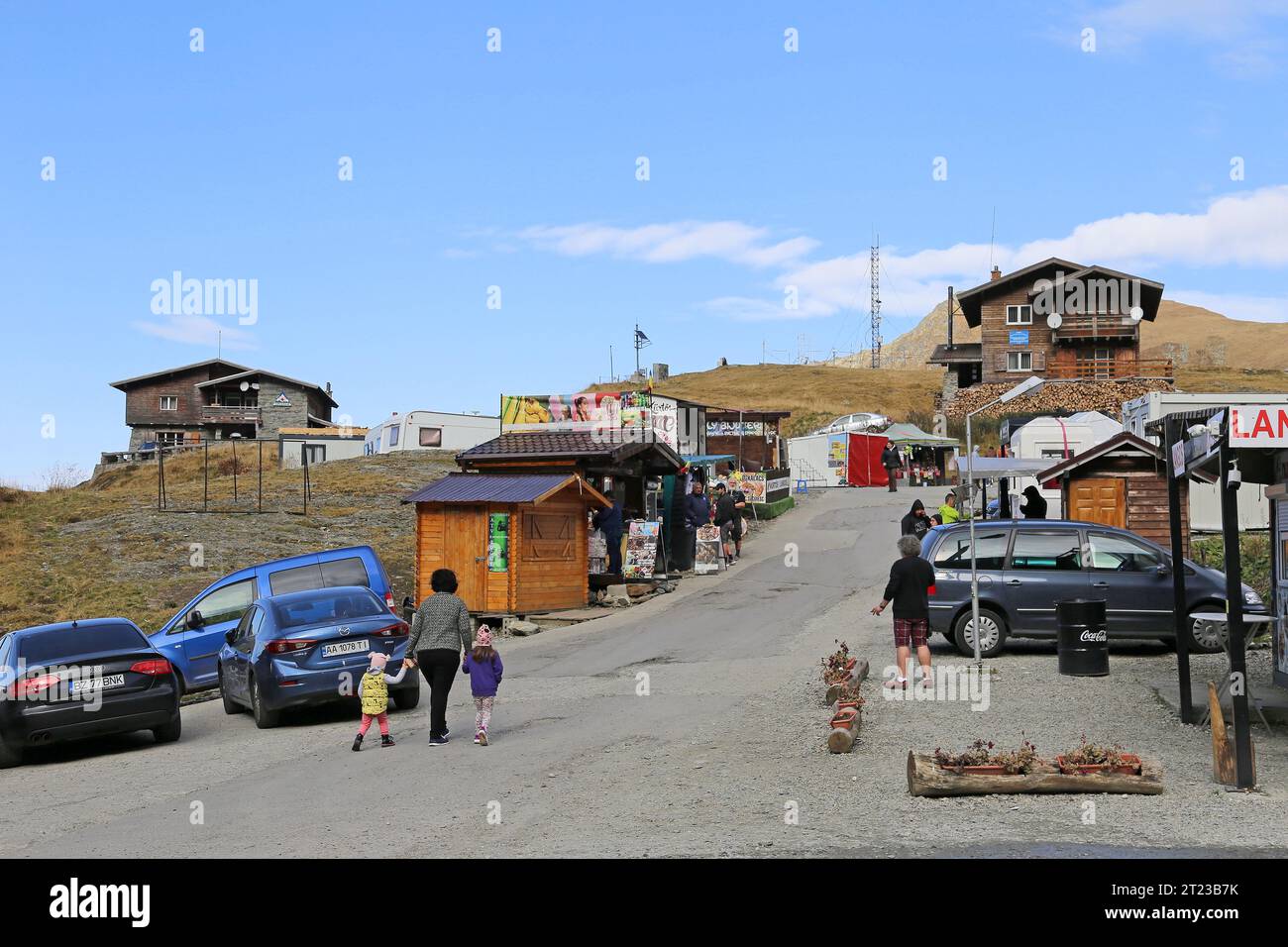 Punto più alto dell'autostrada Transfăgărăşan presso il lago Bâlea, la contea di Sibiu, i monti Făgărăş, i Carpazi meridionali, la Transilvania, Romania, Europa Foto Stock