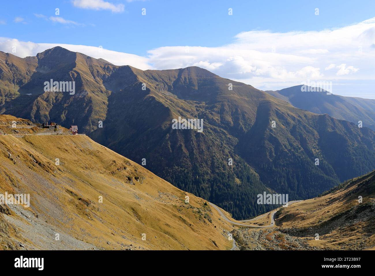 Autostrada Transfăgărăşan, Contea di Argeș, Monti Făgărăş, Carpazi meridionali, Transilvania, Romania, Europa Foto Stock