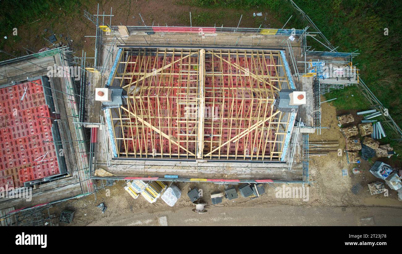 Una foto aerea del cantiere nello Yorkshire Foto Stock