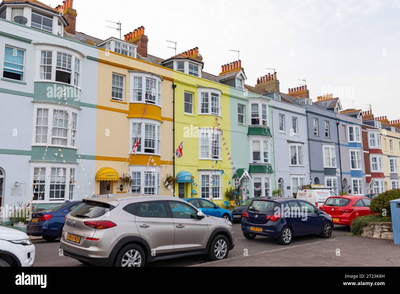 Bed & Breakfast inglese tradizionale B&B sistemazione i nWeymouth presso la casa Brunswick e Litchfield, architettura georgiana,Dorset,Inghilterra,2023 Foto Stock