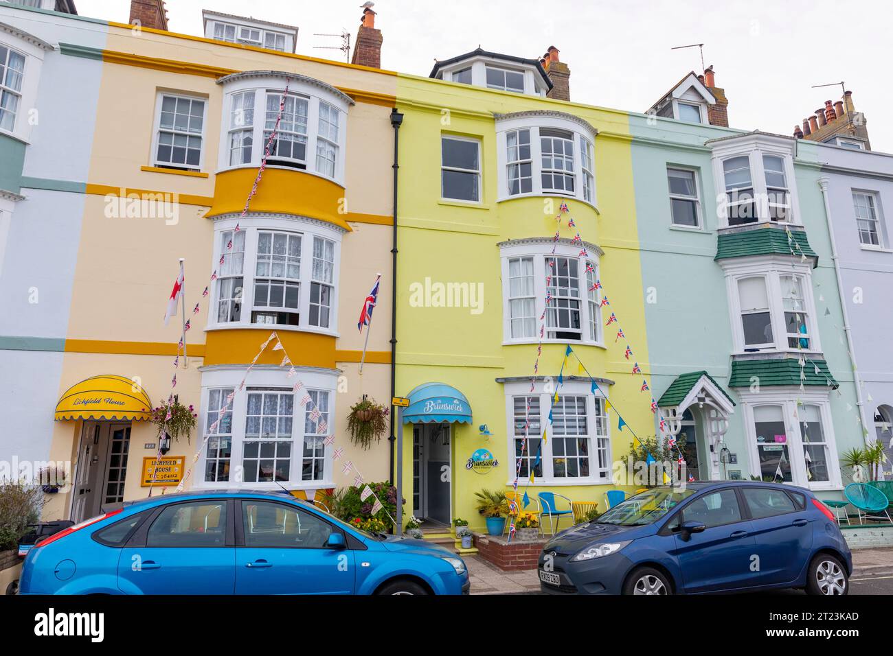 Bed & Breakfast inglese tradizionale B&B sistemazione i nWeymouth presso la casa Brunswick e Litchfield, architettura georgiana,Dorset,Inghilterra,2023 Foto Stock