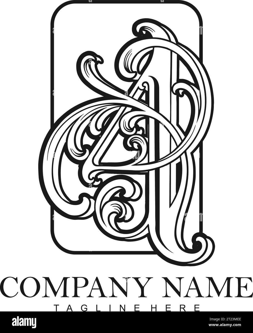 Eleganza sofisticata il logo Number 4 con monogramma florido delinea le illustrazioni vettoriali per il logo del tuo lavoro, la t-shirt del merchandising, gli adesivi e il design dell'etichetta Illustrazione Vettoriale