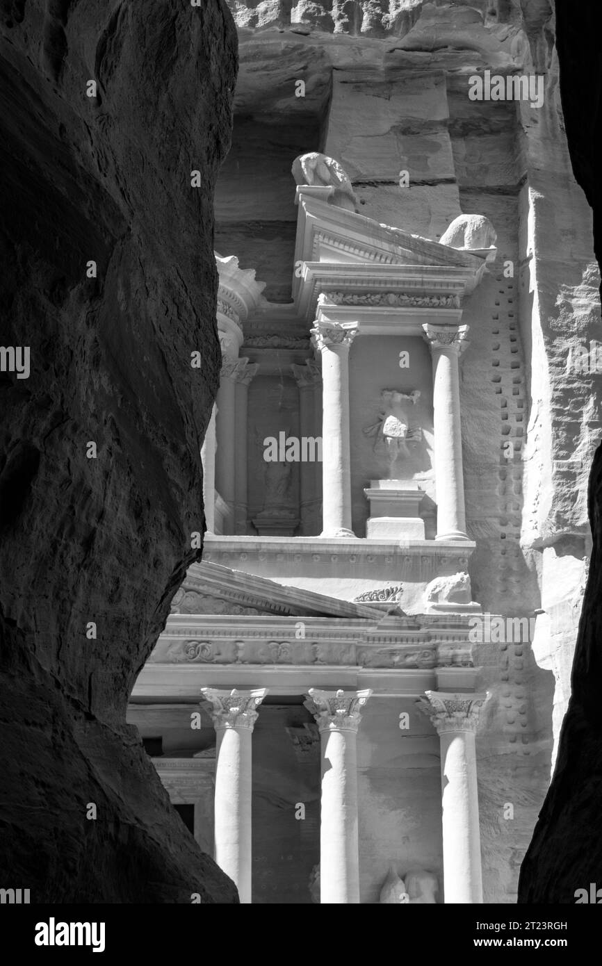 Antico tempio storico di Petra, Giordania, patrimonio dell'umanità dell'unesco Foto Stock
