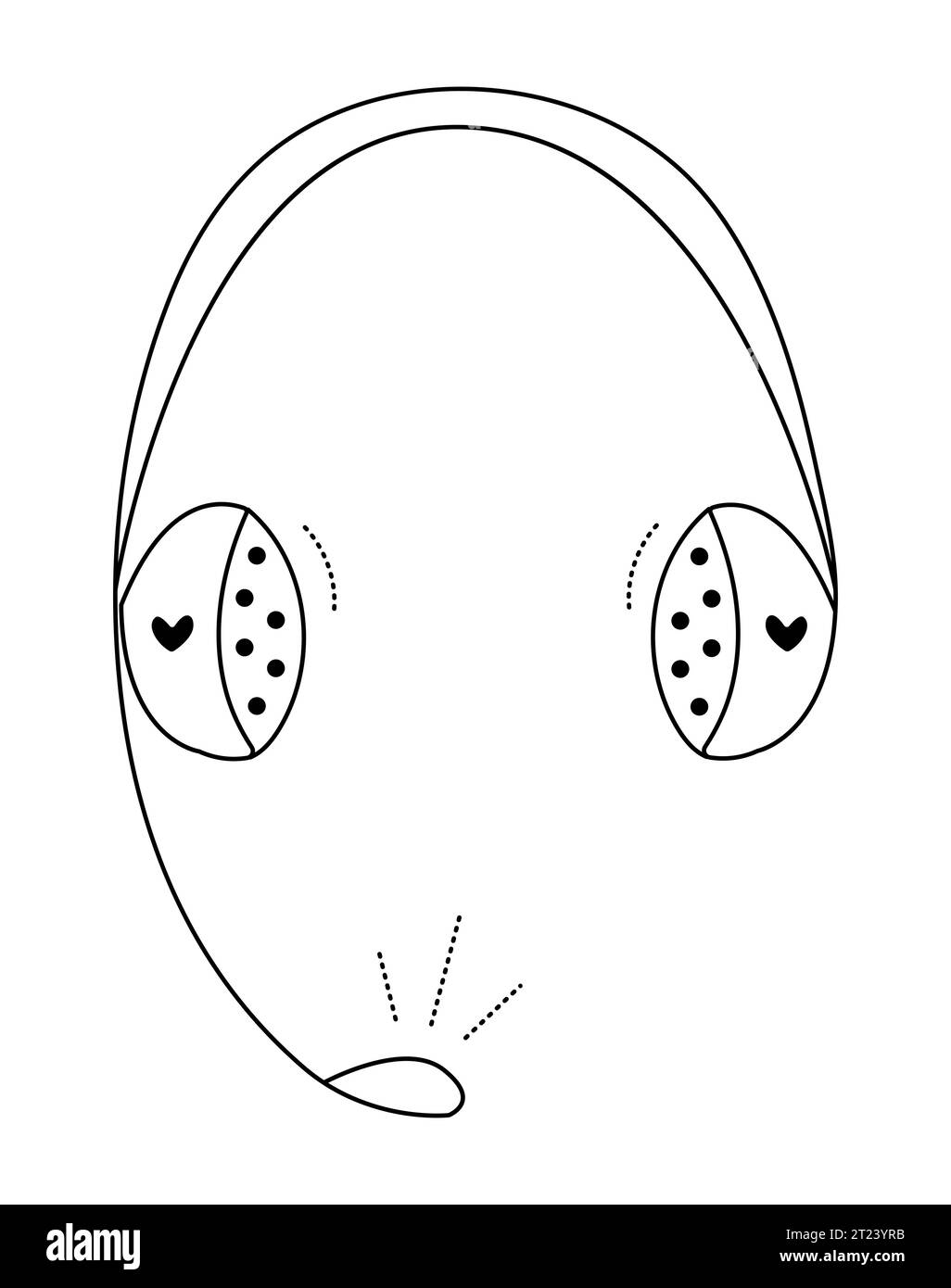 Cuffie grandi, scarabocchio nero, simpatiche illustrazioni vettoriali Illustrazione Vettoriale