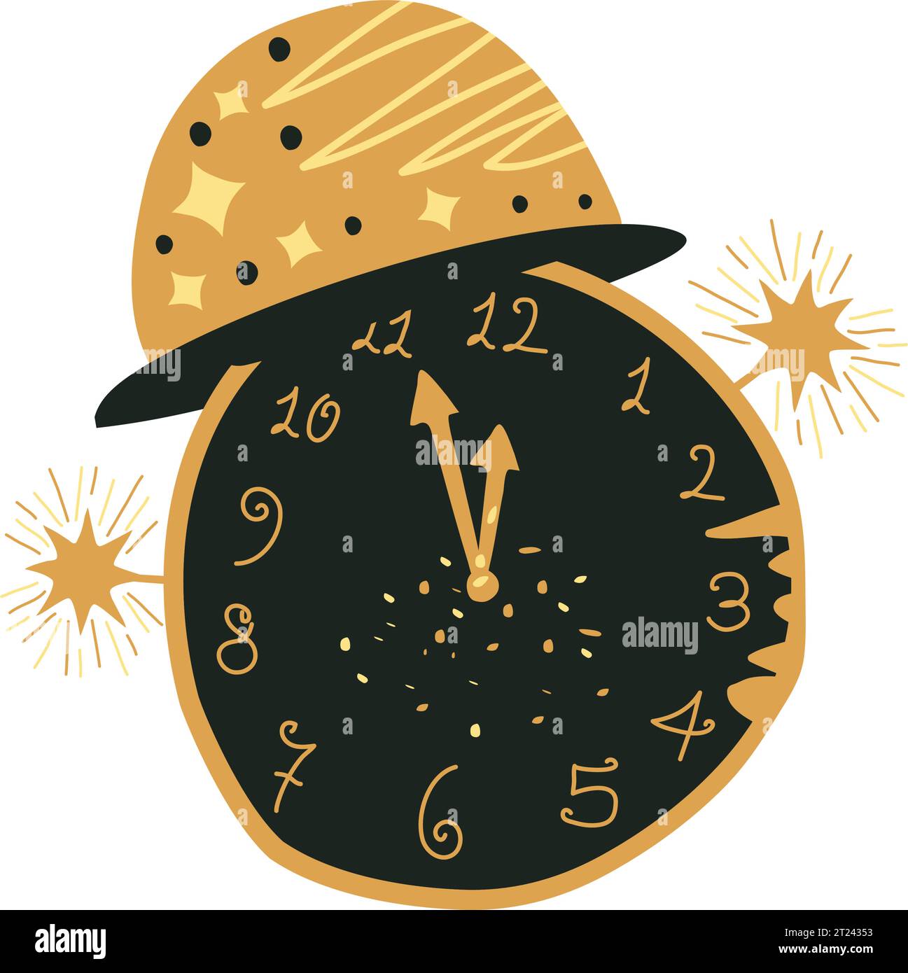buon cappellino e timer per le feste di capodanno Illustrazione Vettoriale
