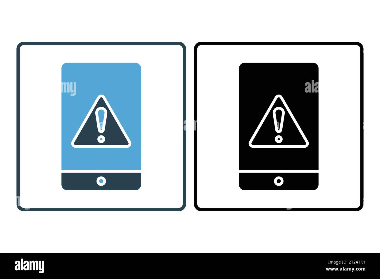 Icona errore telefono. telefono con punto esclamativo. Icona relativa a avvertenza, notifica. adatto per siti web, app, interfacce utente, stampabili, ecc. Soli Illustrazione Vettoriale