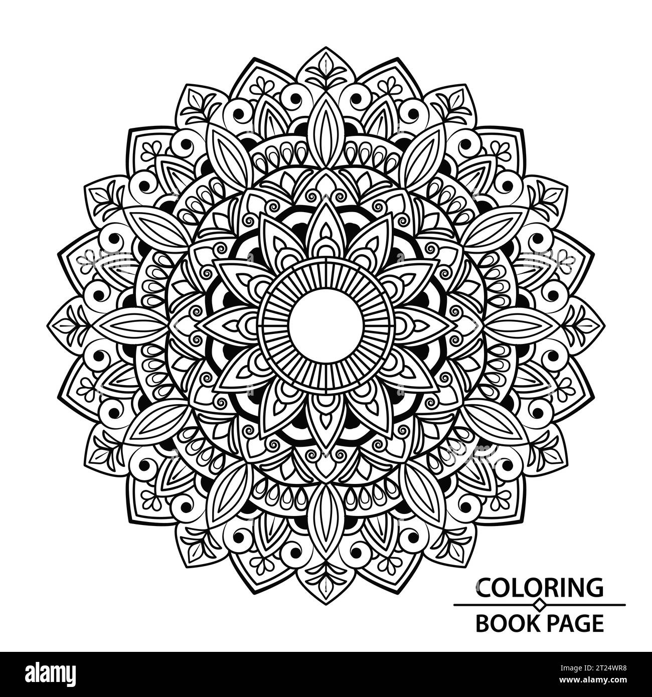 Pagina del libro per tagliare o colorare la carta Mandala del tatuaggio per adulti Illustrazione Vettoriale