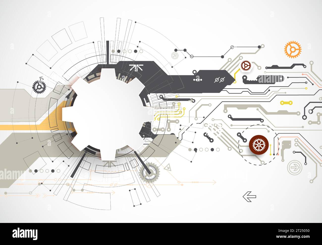 Scheda a circuito stampato con tecnologia astratta. Concetto di comunicazione.. Vettore Illustrazione Vettoriale