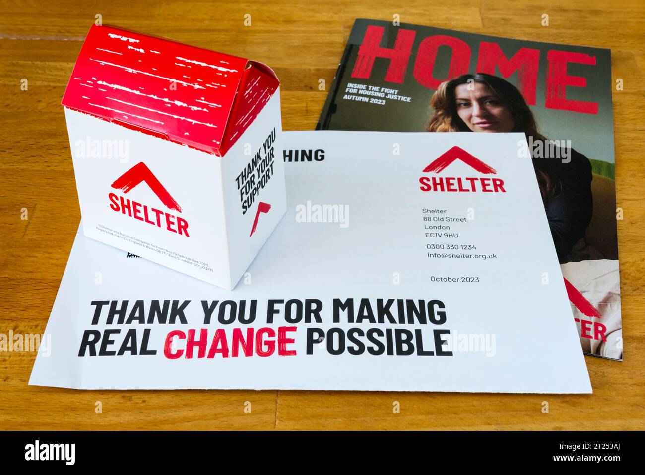 Materiale promozionale di Shelter, la campagna nazionale per i senzatetto. Foto Stock