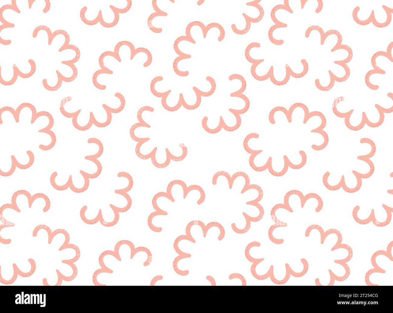 motivo a forma di doodle con schizzi astratti rosa testurizzati e linee a spirale ondulate. stile memphis retrò anni '80. Scottature causate dalla confusione della spazzola di inchiostro. Illust vettoriale Illustrazione Vettoriale