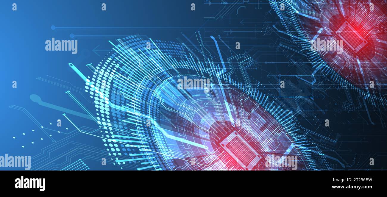 Contesto astratto su argomenti tecnologici e scientifici. Concetto CPU. Formato vettoriale. Illustrazione Vettoriale