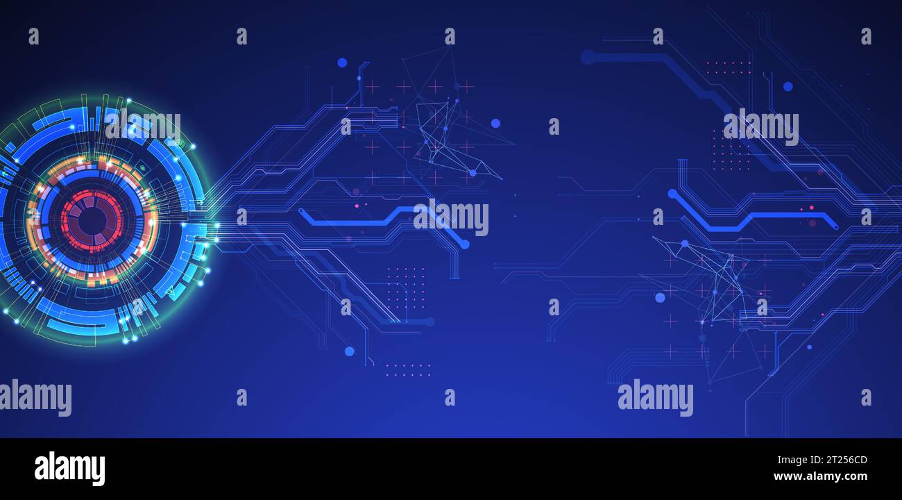 Scheda a circuito stampato con tecnologia astratta. Concetto di comunicazione. Vettore Illustrazione Vettoriale