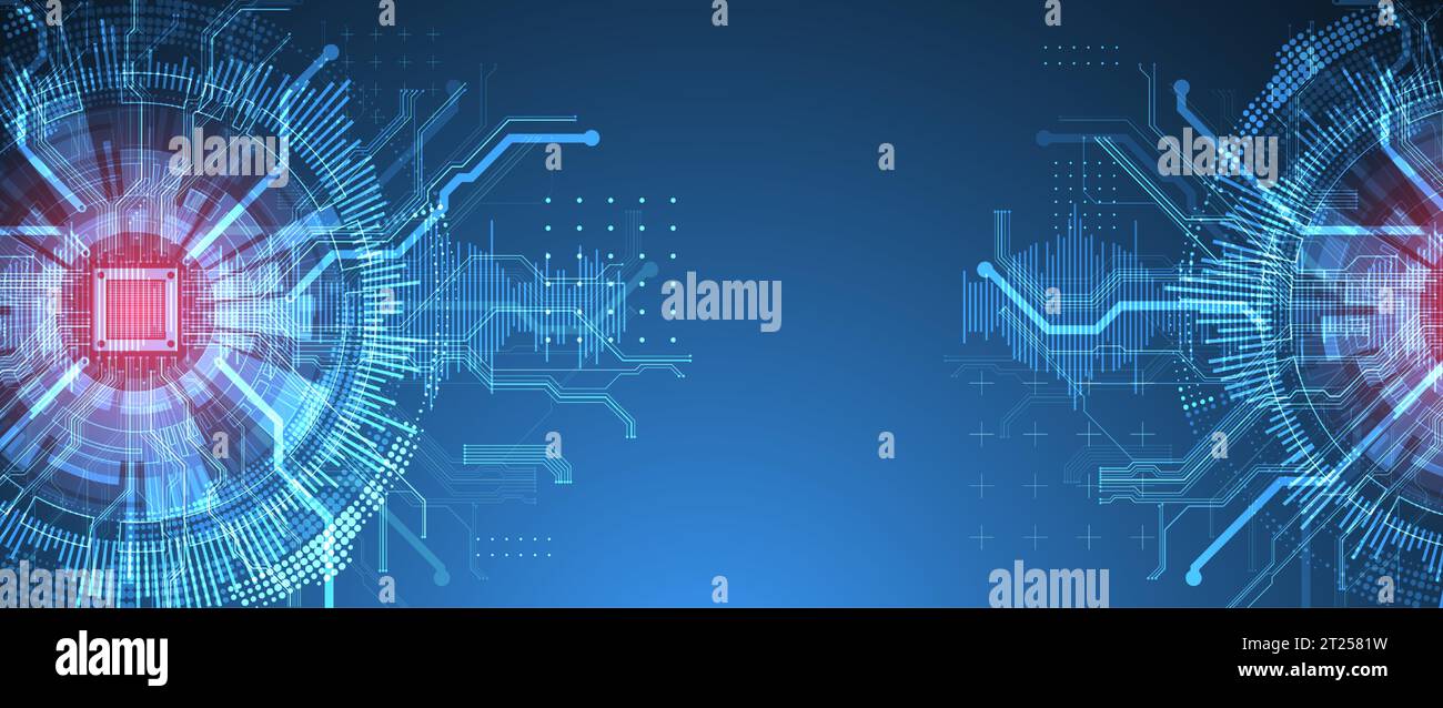Contesto astratto su argomenti tecnologici e scientifici. Concetto CPU. Formato vettoriale. Illustrazione Vettoriale