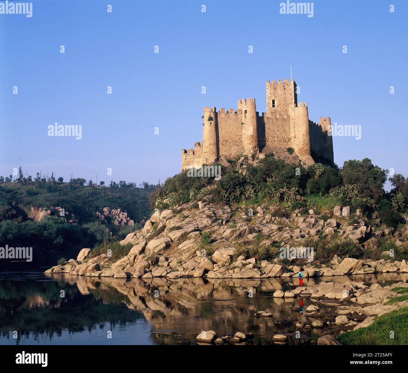 Portogallo. Il Castello di Almourol. Fiume Tagus. Foto Stock