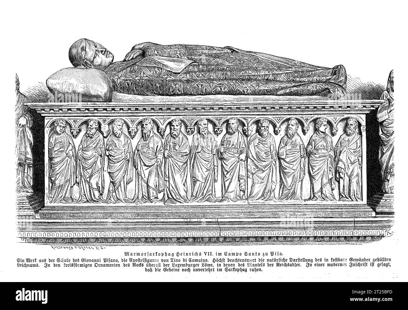 Sarcofago sepolcrale di Enrico VII Sacro Romano Imperatore in campo Santo Pisa, Italia, XIV secolo Foto Stock