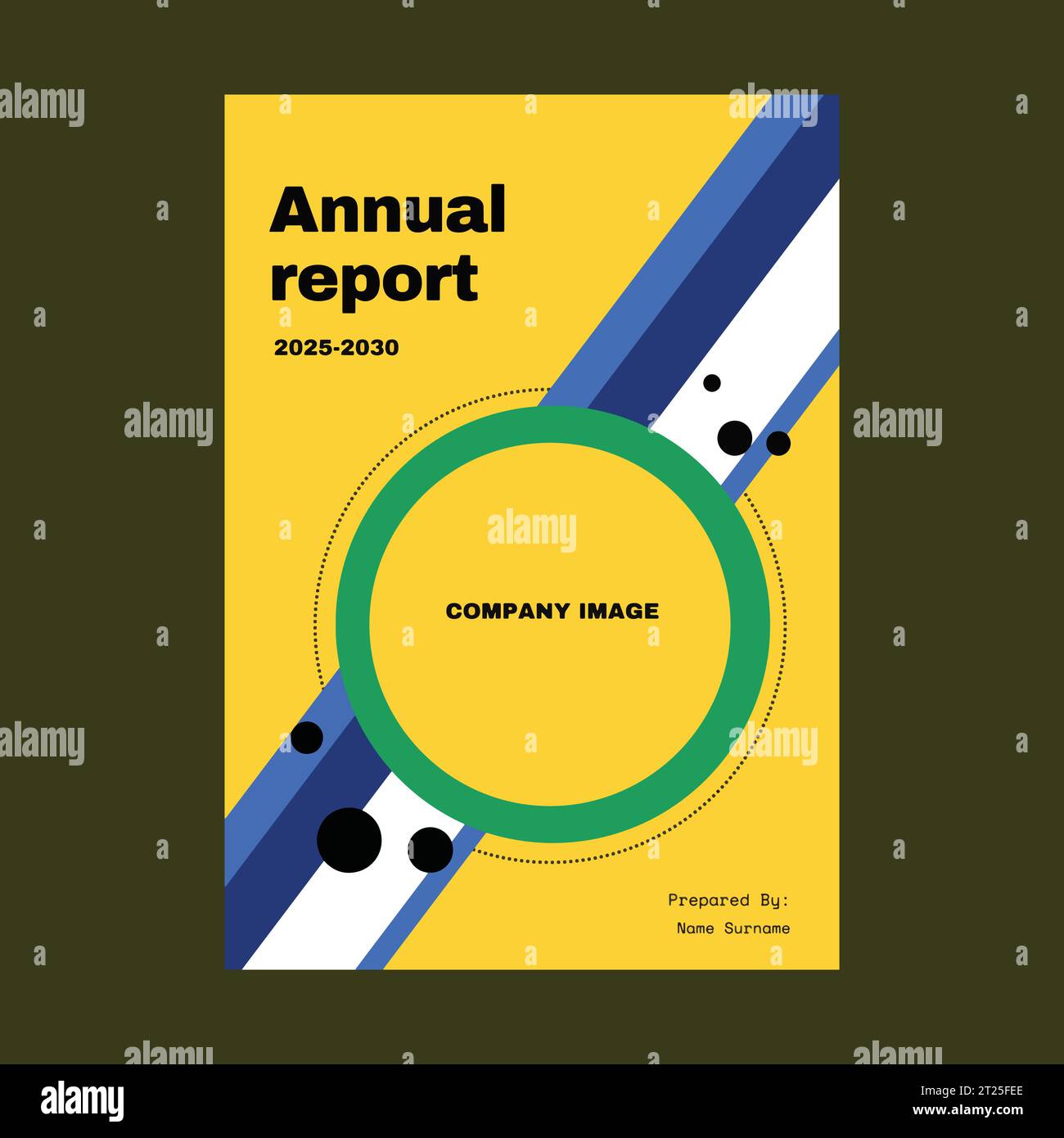 Modello vettoriale di progettazione di volantini per il report annuale dell'azienda Illustrazione Vettoriale