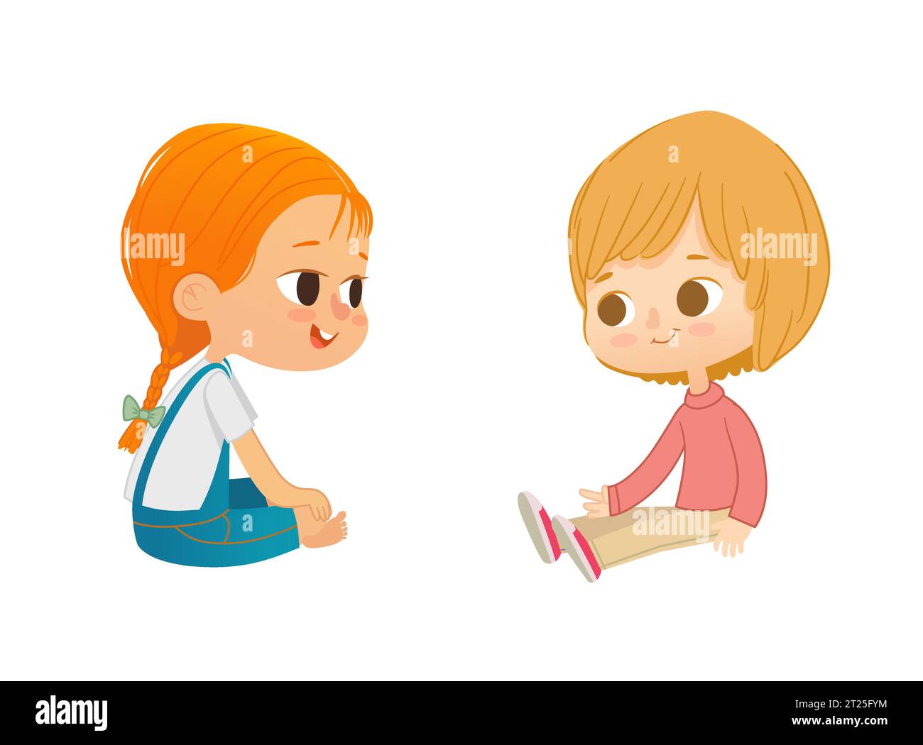 Ragazzo e ragazza seduti a terra e a parlare. Illustrazione vettoriale Illustrazione Vettoriale