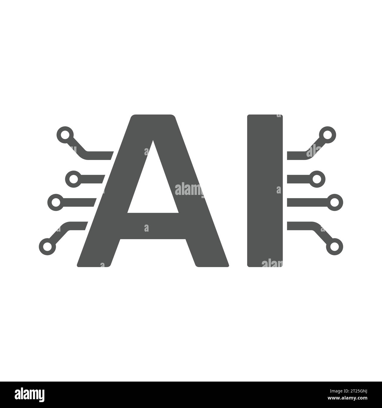 Intelligenza artificiale ai e circuito stampato. La lettera A e i con il circuito. Perfetto Vector. EPS 10 Illustrazione Vettoriale