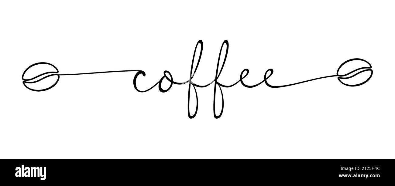 Caffè, parola del logo vettoriale. Testo disegnato a mano. Caffè con scritta orizzontale. Icona del caffè tipografica per poster, volantini, banner, menu Cafe Illustrazione Vettoriale