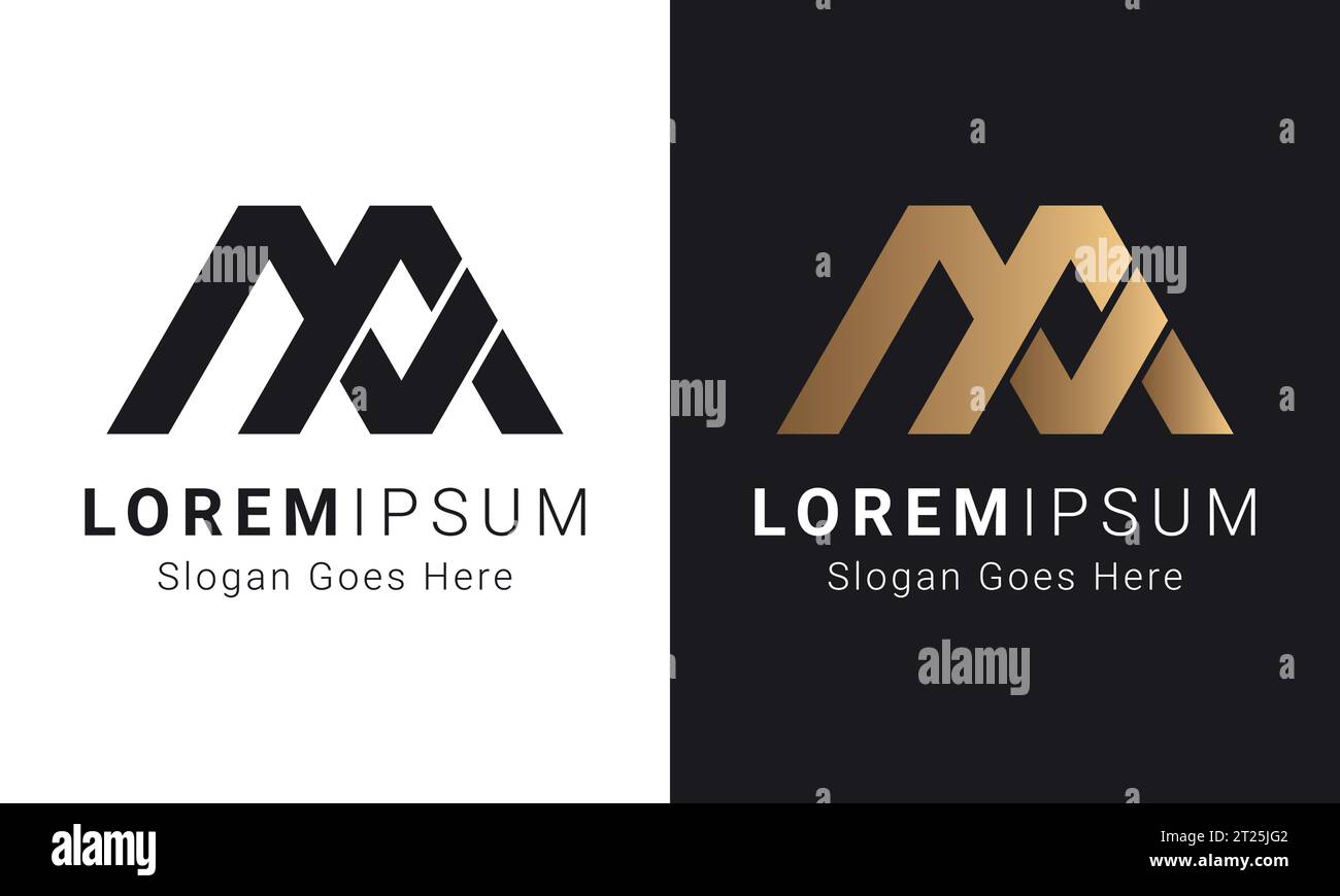 Design con logo monogramma MV o VM iniziale Luxury Letter Text Letter Illustrazione Vettoriale