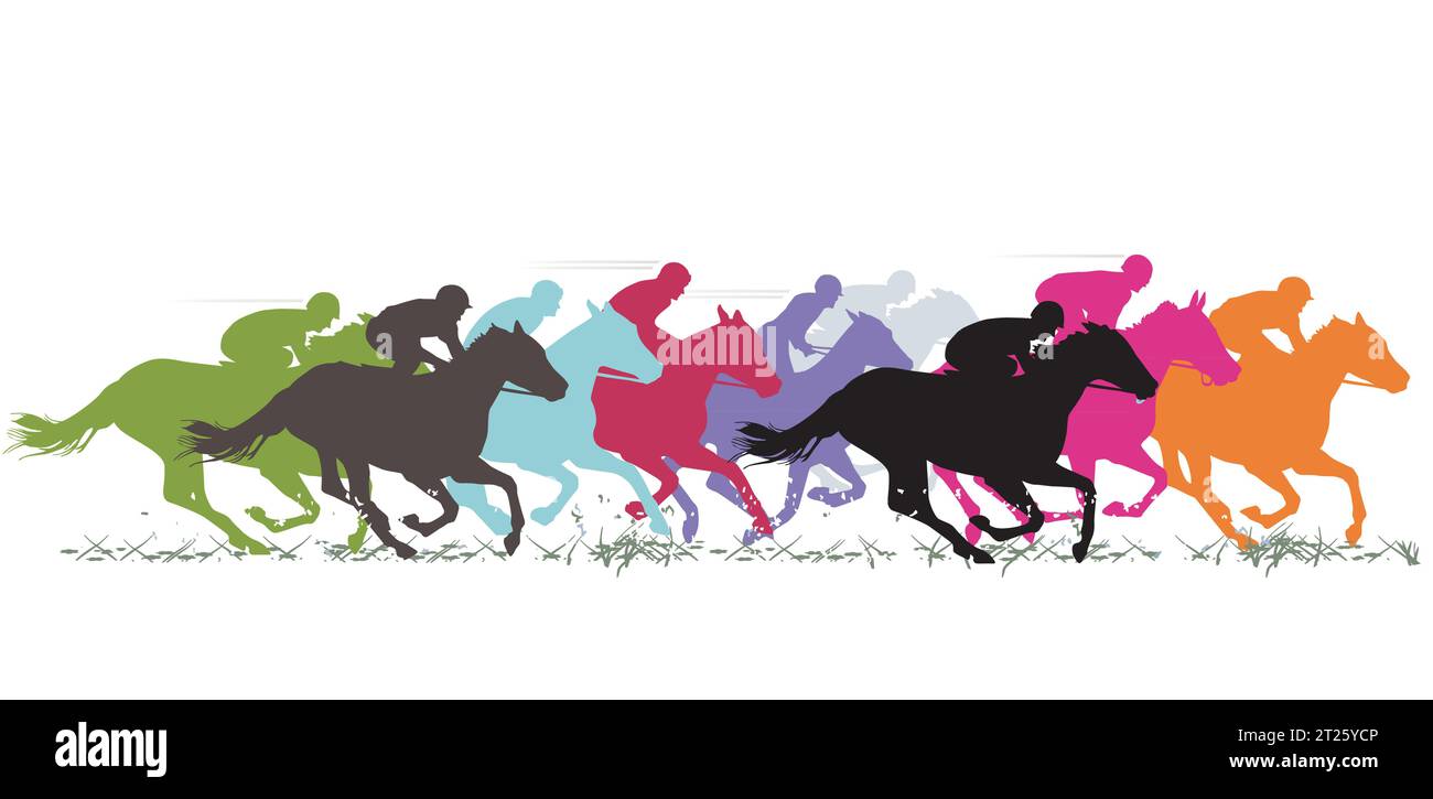 Corse di cavalli su ippodromo, isolato - Illustrazione Illustrazione Vettoriale