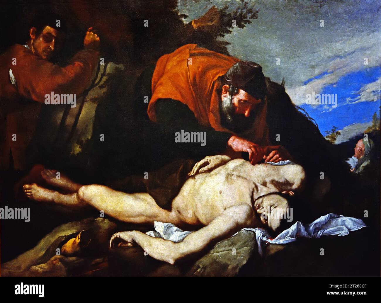 Il buon samaritano 1655-1705 di Luca Giordano 1634 - 1705, pittore italiano tardo barocco, ha lavorato con successo a Napoli e Roma, Firenze e Venezia, Foto Stock