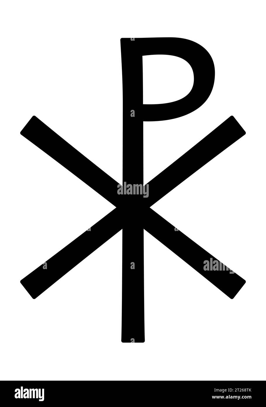 Christogram, sagoma vettoriale in bianco e nero raffigurante il simbolo religioso di Gesù Cristo, isolato su bianco Illustrazione Vettoriale