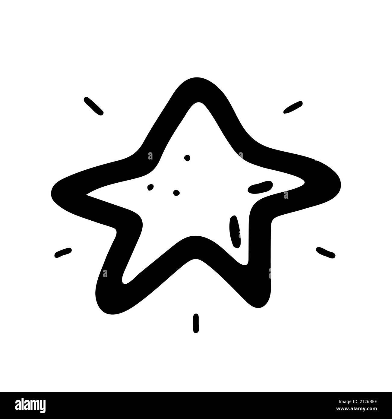 Space Doodle Star. Asteroide disegnato a mano isolato su sfondo bianco. Oggetto astronomico. Meteorite dell'universo, segno di cometa. Astronomia, astrologia, cosmo Illustrazione Vettoriale