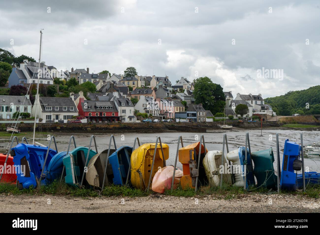 Low Tide nella Baia di Morlaix, Bretagna Foto Stock