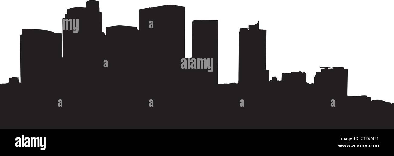 Cityscape Los Angeles, CA. Chiudere il vettore di silhouette dalla foto Illustrazione Vettoriale