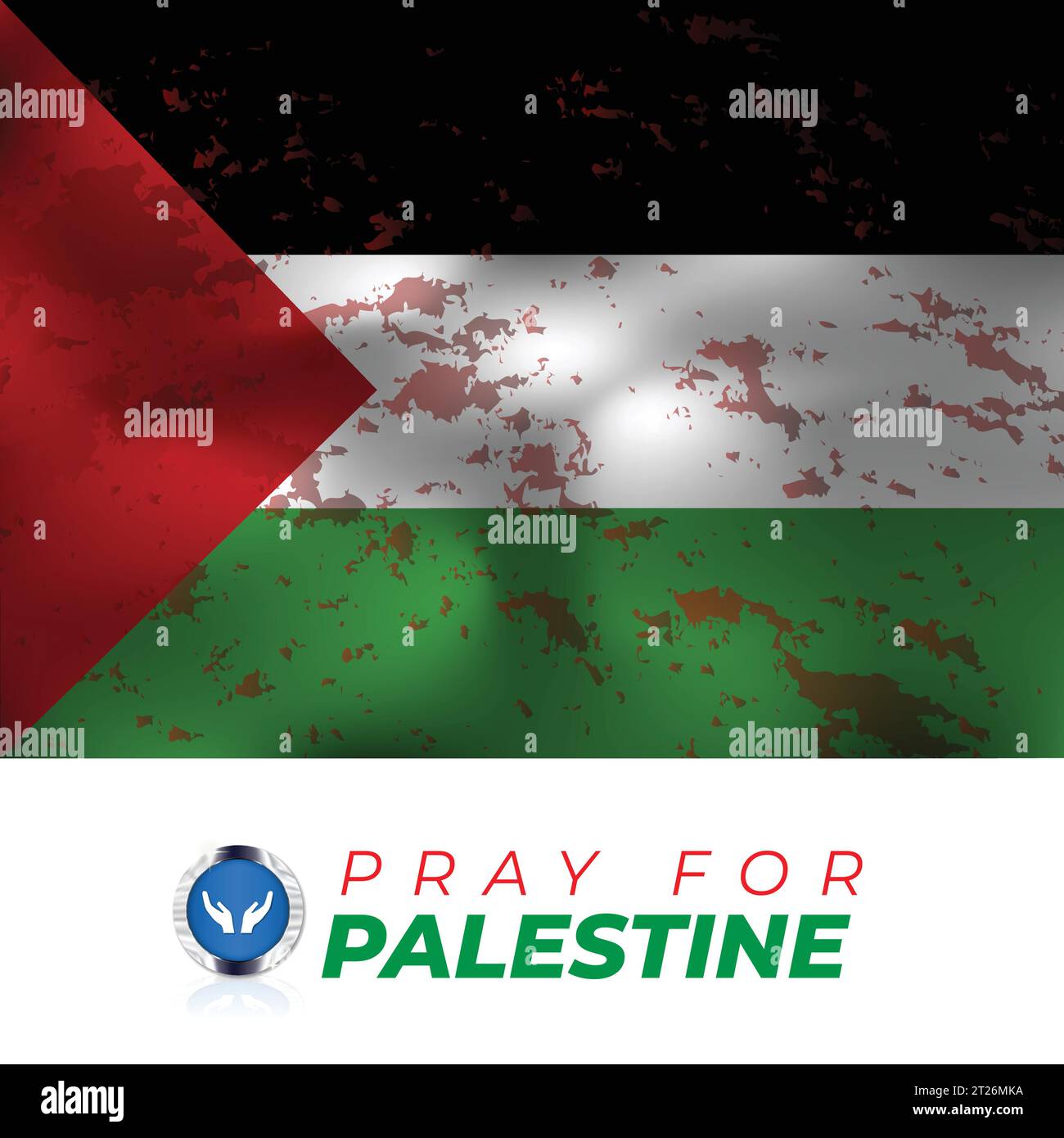 Pregate per il disegno del poster della guerra della bandiera palestinese, stiamo per il modello vettoriale del concetto della palestina Illustrazione Vettoriale