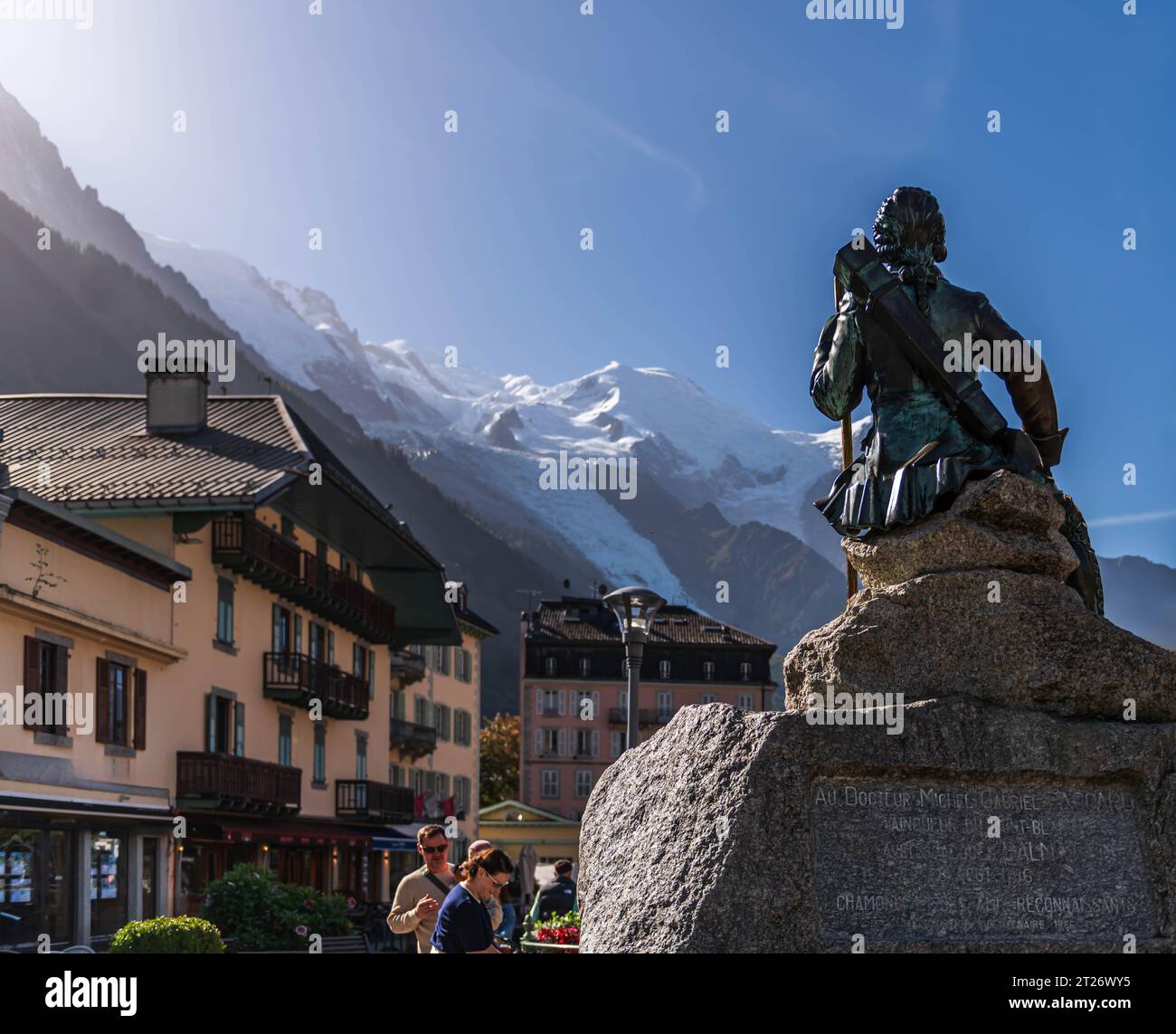 Michel Gabriel Paccard riuscì, con Jacques Balmat, alla prima salita del Monte bianco nel 1786. Chamonix, alta Savoia, Francia Foto Stock