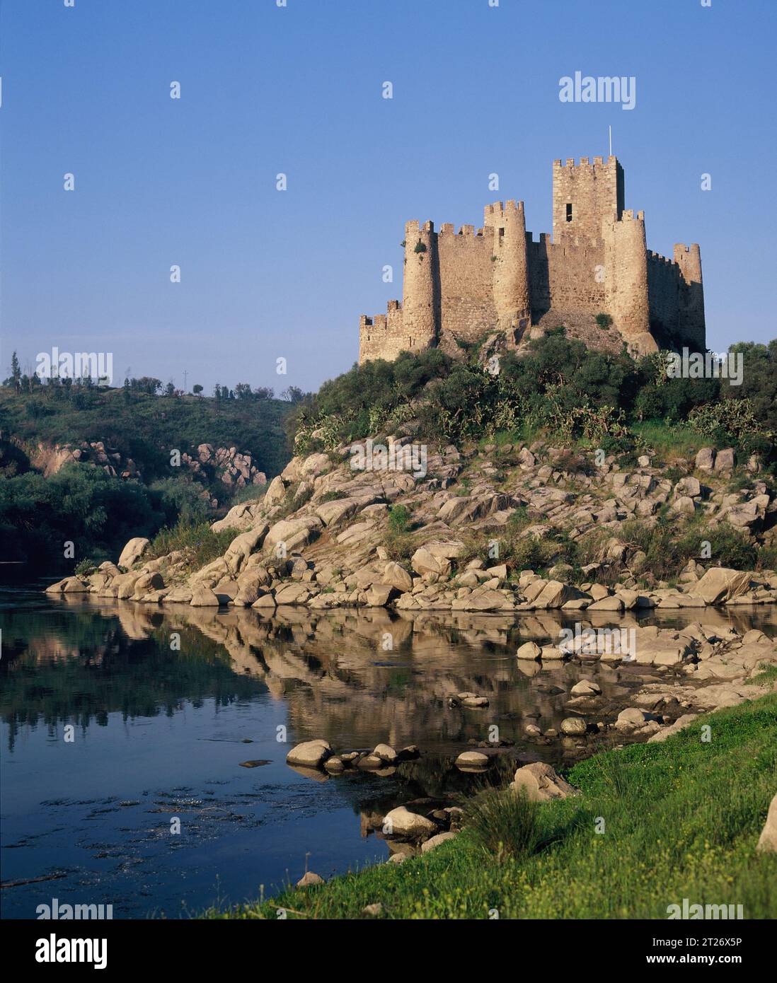 Portogallo. Il Castello di Almourol. Fiume Tagus. Foto Stock