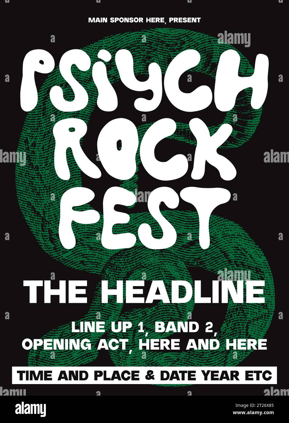 poster di musica psichedelica, poster di musica per festival, poster di concerti Illustrazione Vettoriale