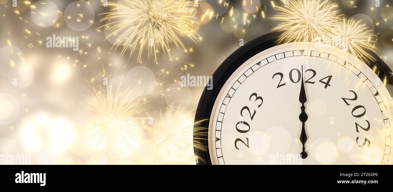 Orologio della vigilia di Capodanno 2024. Foto Stock