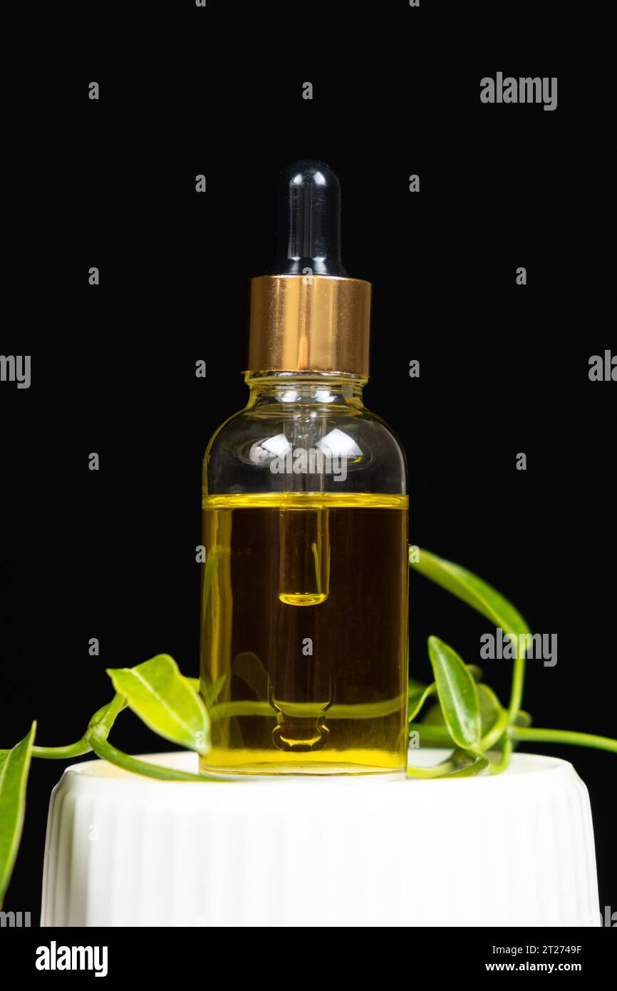 Olio naturale per la cura dei capelli e della pelle. Prodotti ecologici per capelli. Foto Stock
